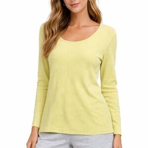 Talbots Scoop Neck Ribbed Sweater in Pale Yellow